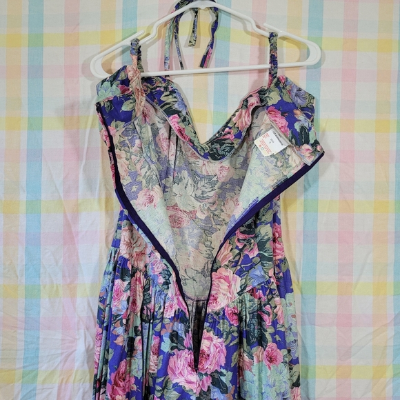 Vintage floral bodice fitted prairie dress off shoulder cottagecore princess - Picture 5 of 10